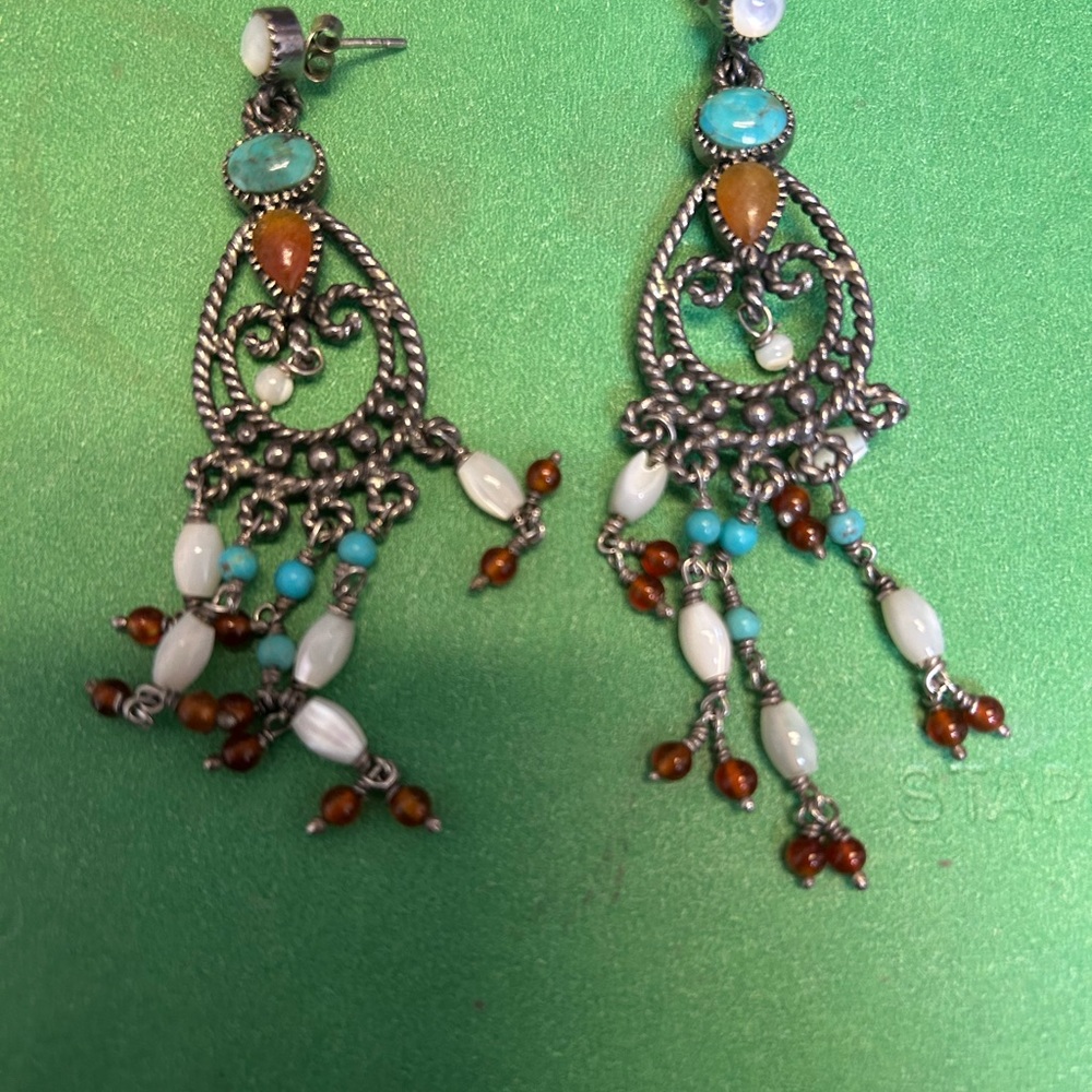 Bohemian Silver and Turquoise Dangle Earrings